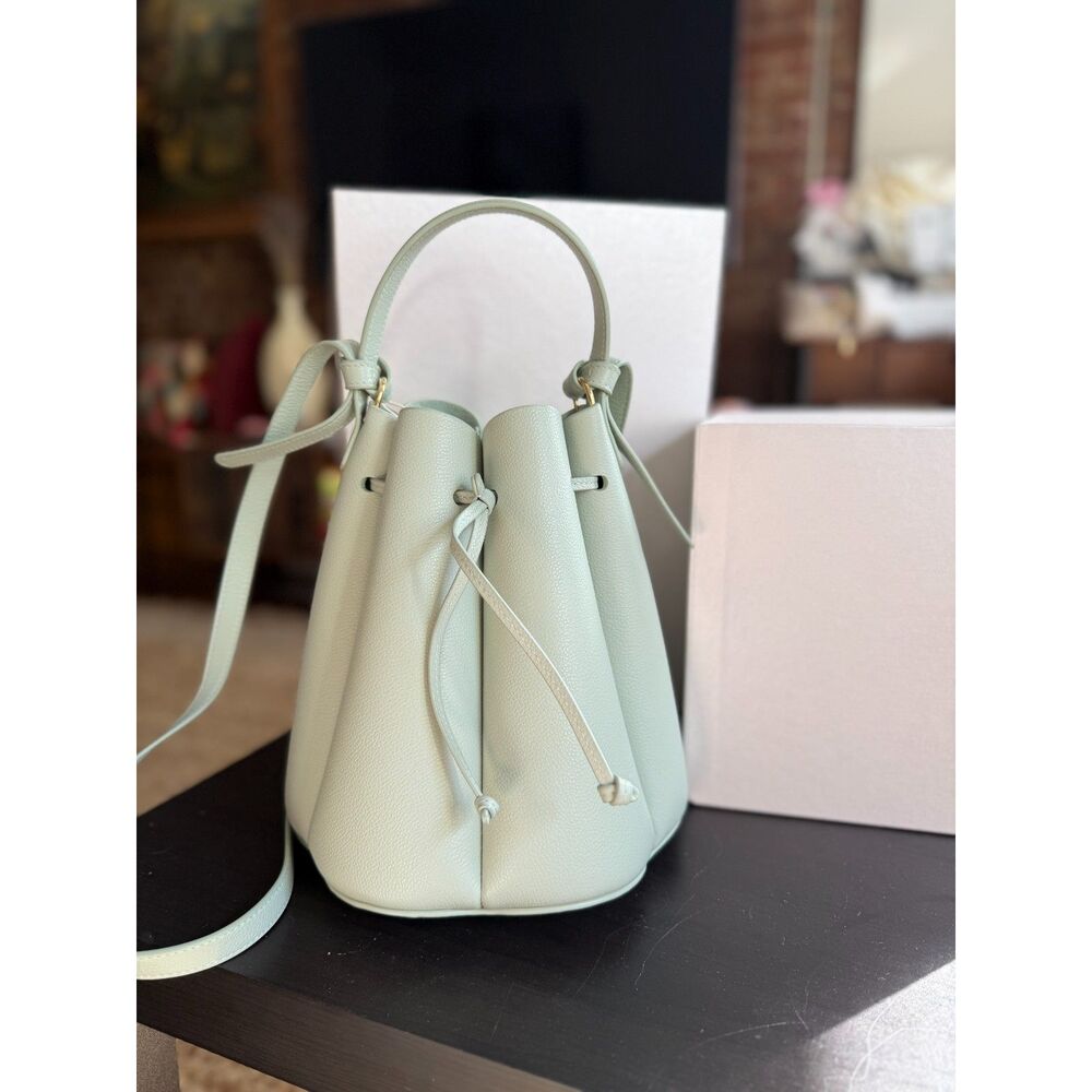 Polène Numéro Huit Number 8 Fresh Almond Leather Bucket Bag New
